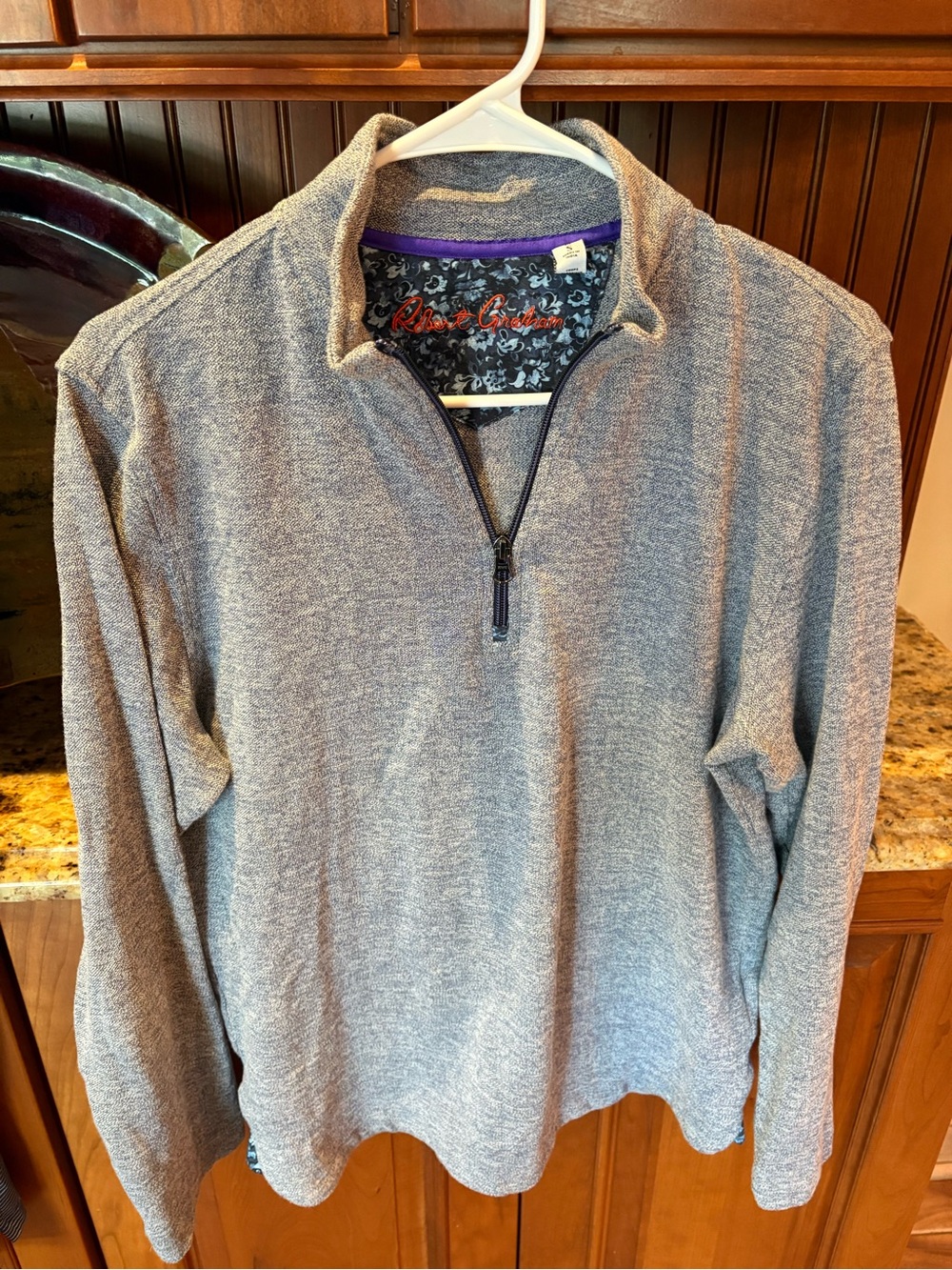 Robert Graham Men’s‎ Heather Gray Quarter-Zip pullover. Small